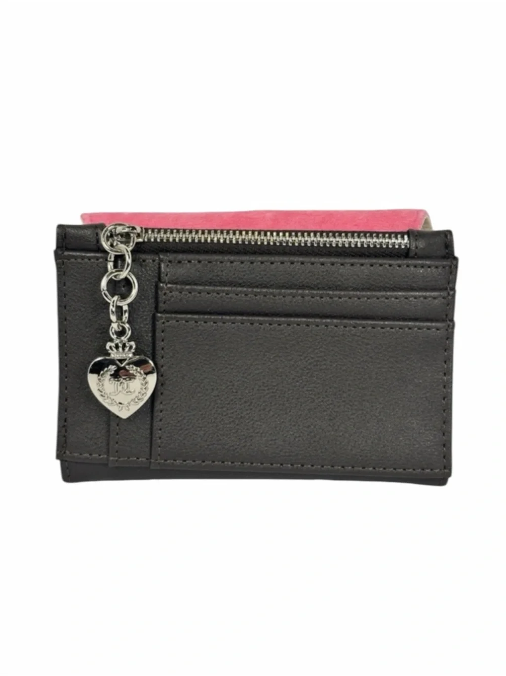 JUICY COUTURE GIRLIE ROYALTY Double Sided Trifold Wallet Love Potion Pink